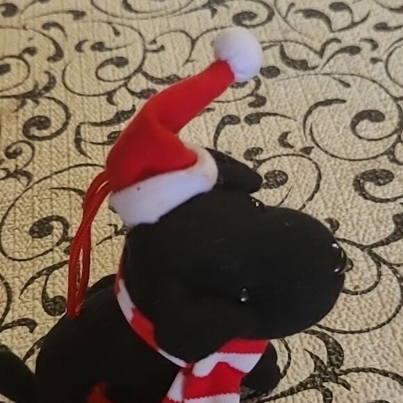 Festive Black LabPlush  Ornamentwith Red and White Accessories - Picture 6 of 6
